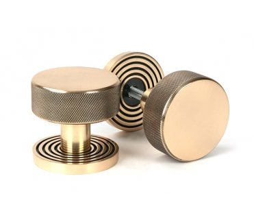 Anvil 46792 Brompton Knurled Mortice/Rim Knob Set (Beehive Rose) - Polished Bronze