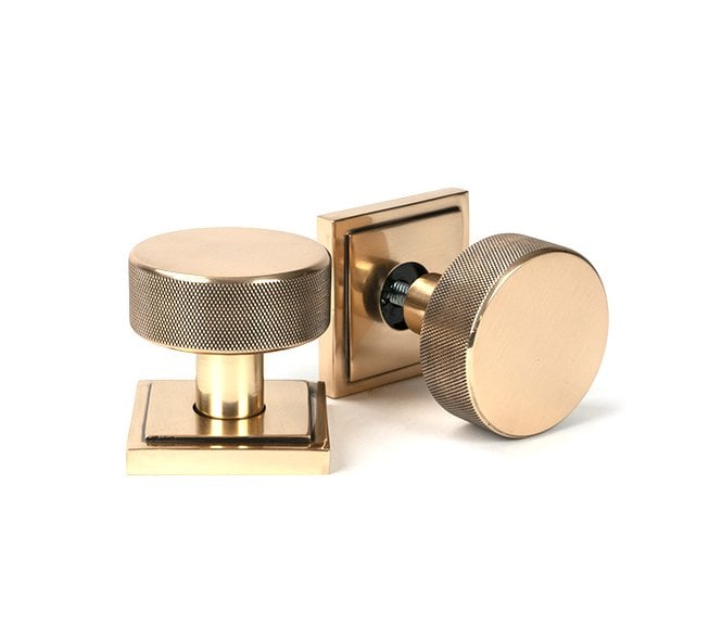 Anvil 46793 Brompton Knurled Mortice/Rim Knob Set (Square Rose) - Polished Bronze