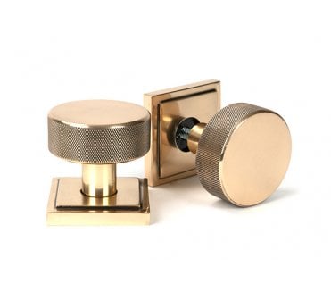 Anvil 46793 Brompton Knurled Mortice/Rim Knob Set (Square Rose) - Polished Bronze