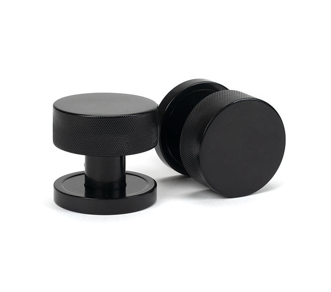 Anvil 46794 Brompton Knurled Mortice/Rim Knob Set (Plain Rose) - Black
