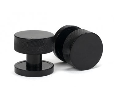 Anvil 46794 Brompton Knurled Mortice/Rim Knob Set (Plain Rose) - Black