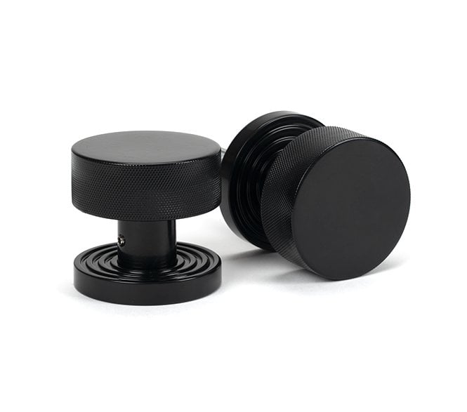 Anvil 46796 Brompton Knurled Mortice/Rim Knob Set (Beehive Rose) - Black