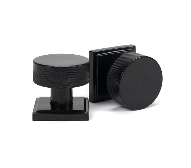 Anvil 46797 Brompton Knurled Mortice/Rim Knob Set (Square Rose) - Black