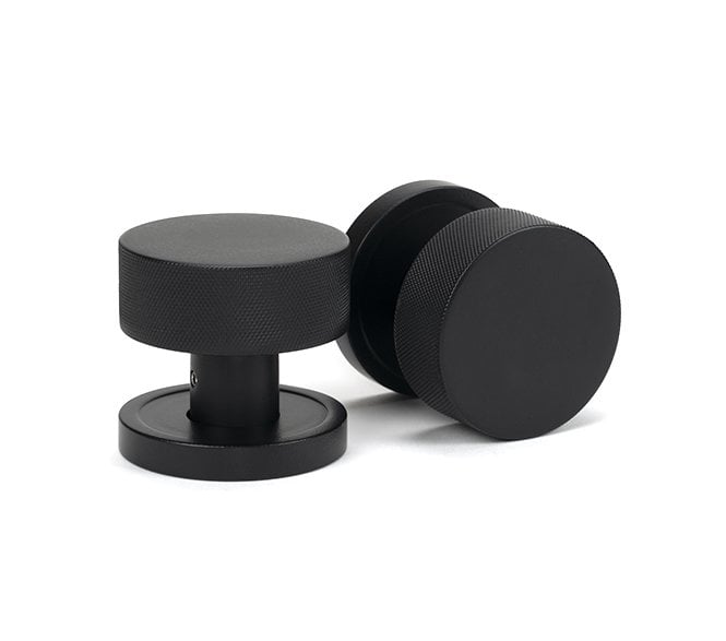 Anvil 46798 Brompton Knurled Mortice/Rim Knob Set (Plain Rose) - Matt Black