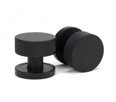 Anvil 46798 Brompton Knurled Mortice/Rim Knob Set (Plain Rose) - Matt Black