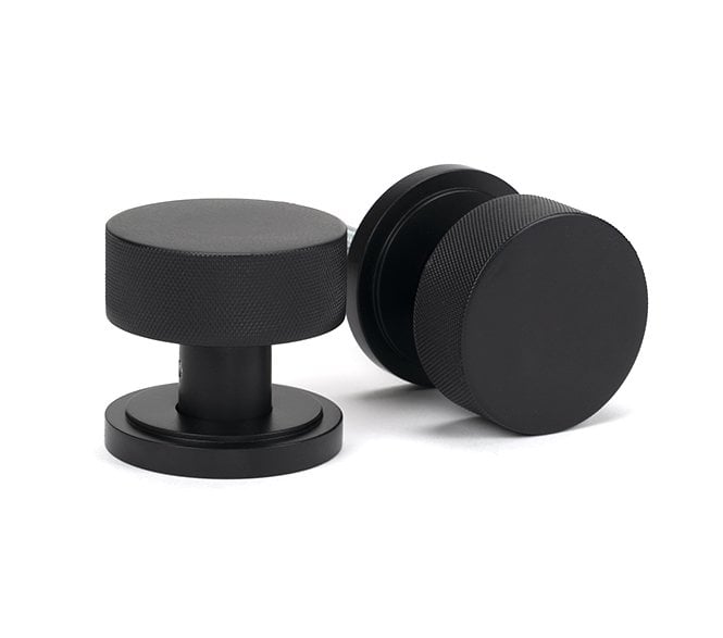 Anvil 46799 Brompton Knurled Mortice/Rim Knob Set (Art Deco) - Matt Black