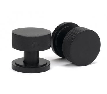 Anvil 46799 Brompton Knurled Mortice/Rim Knob Set (Art Deco) - Matt Black