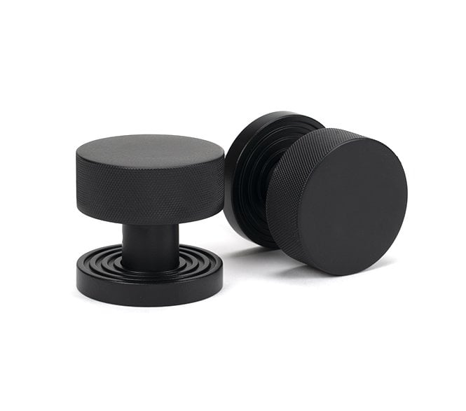 Anvil 46800 Brompton Knurled Mortice/Rim Knob Set (Beehive Rose) - Matt Black