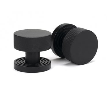 Anvil 46800 Brompton Knurled Mortice/Rim Knob Set (Beehive Rose) - Matt Black