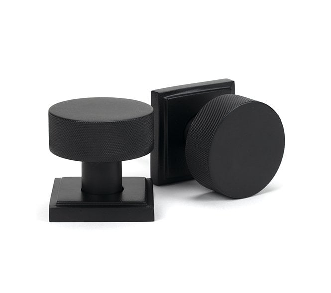 Anvil 46801 Brompton Knurled Mortice/Rim Knob Set (Square Rose) - Matt Black