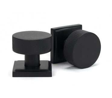 Anvil 46801 Brompton Knurled Mortice/Rim Knob Set (Square Rose) - Matt Black