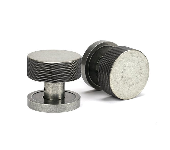Anvil 46802 Brompton Knurled Mortice/Rim Knob Set (Plain Rose) - Pewter