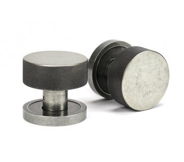 Anvil 46802 Brompton Knurled Mortice/Rim Knob Set (Plain Rose) - Pewter