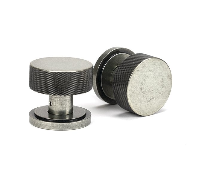 Anvil 46803 Brompton Knurled Mortice/Rim Knob Set (Art Deco) - Pewter