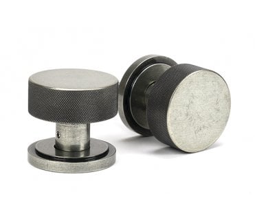 Anvil 46803 Brompton Knurled Mortice/Rim Knob Set (Art Deco) - Pewter