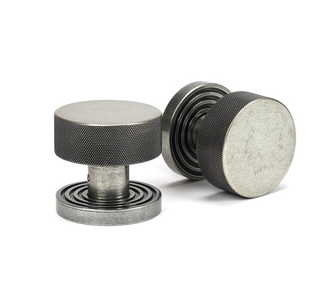 Anvil 46804 Brompton Knurled Mortice/Rim Knob Set (Beehive Rose) - Pewter