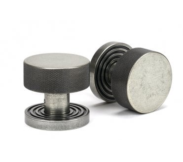 Anvil 46804 Brompton Knurled Mortice/Rim Knob Set (Beehive Rose) - Pewter
