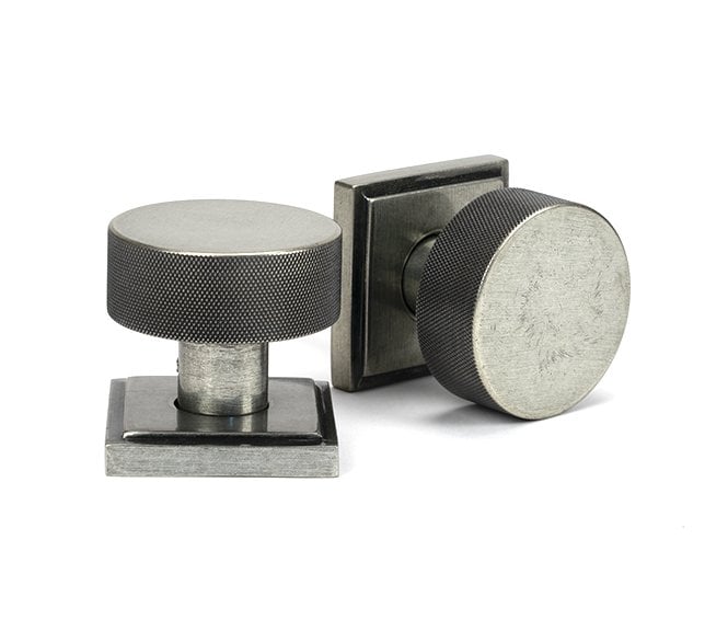 Anvil 46805 Brompton Knurled Mortice/Rim Knob Set (Square Rose) - Pewter