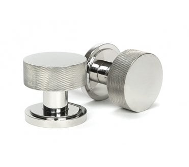 Anvil 46807 Brompton Knurled Grade 316 Knurled Mortice/Rim Knob Set (Art Deco) - Polished Stainless Steel