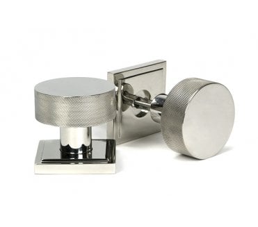Anvil 46809 Brompton Knurled Grade 316 Knurled Mortice/Rim Knob Set (Square Rose) - Polished Stainless Steel