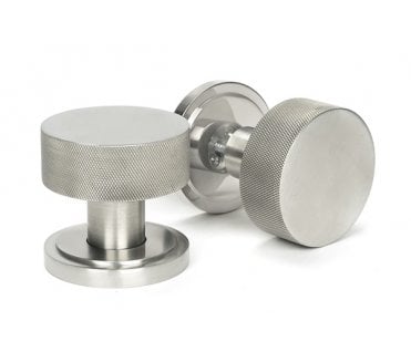 Anvil 46811 Brompton Knurled Grade 316 Knurled Mortice/Rim Knob Set (Art Deco) - Satin Stainless Steel