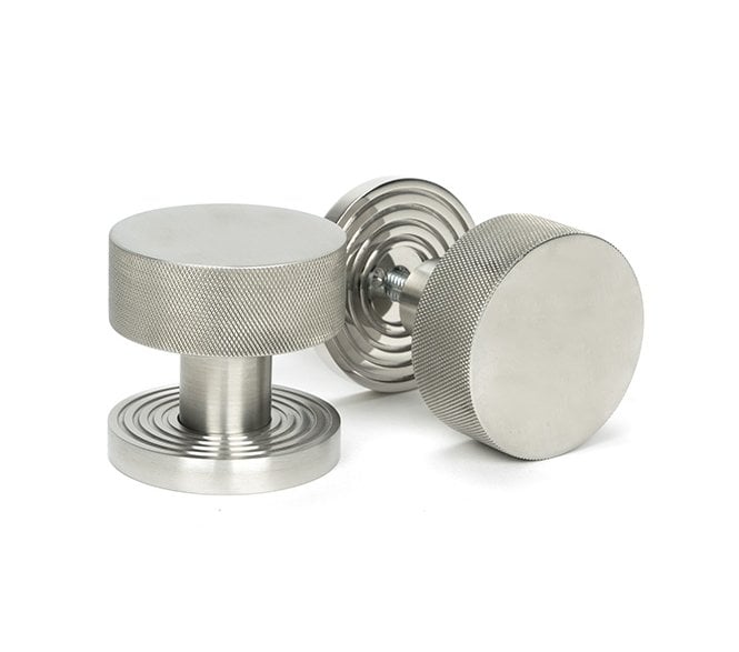 Anvil 46812 Brompton Knurled Grade 316 Knurled Mortice/Rim Knob Set (Beehive Rose) - Satin Stainless Steel