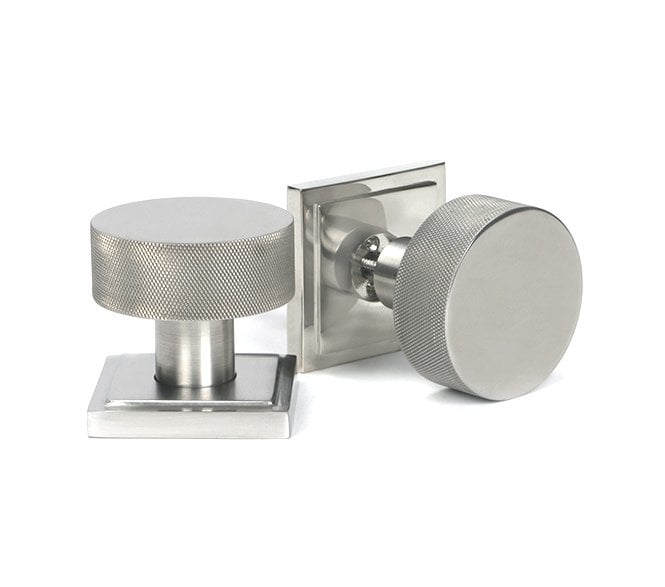 Anvil 46813 Brompton Knurled Grade 316 Knurled Mortice/Rim Knob Set (Square Rose) - Satin Stainless Steel