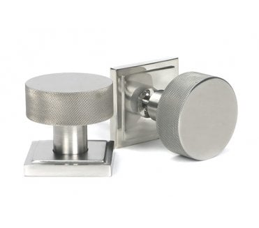 Anvil 46813 Brompton Knurled Grade 316 Knurled Mortice/Rim Knob Set (Square Rose) - Satin Stainless Steel