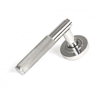 Anvil 49844 Brompton Knurled Grade 316 Lever on Rose Set (Plain Rose) - Polished Stainless Steel
