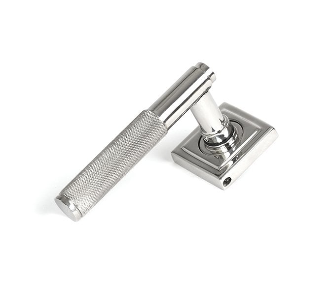 Anvil 49847 Brompton Knurled Grade 316 Lever on Rose Set (Square Rose) - Polished Stainless Steel