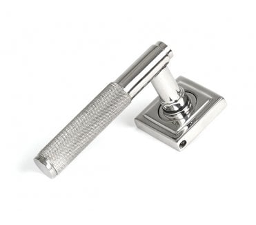 Anvil 49847 Brompton Knurled Grade 316 Lever on Rose Set (Square Rose) - Polished Stainless Steel