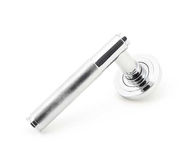 Anvil 49998 Brompton Knurled Lever on Rose Set (Art Deco) - Unsprung - Polished Chrome