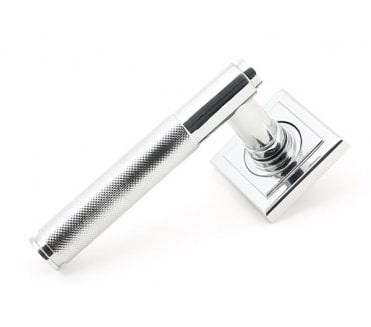 Anvil 50000 Brompton Knurled Lever on Rose Set (Square Rose) - Unsprung - Polished Chrome