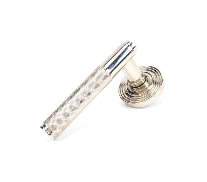 Anvil 50003 Brompton Knurled Lever on Rose Set (Beehive Rose) - Unsprung - Polished Nickel