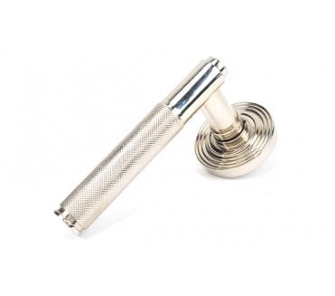 Anvil 50003 Brompton Knurled Lever on Rose Set (Beehive Rose) - Unsprung - Polished Nickel