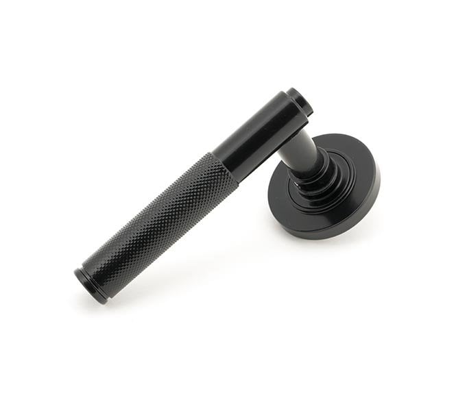 Anvil 50005 Brompton Knurled Lever Handle On Rose Set (Unsprung Plain Rose) - Black