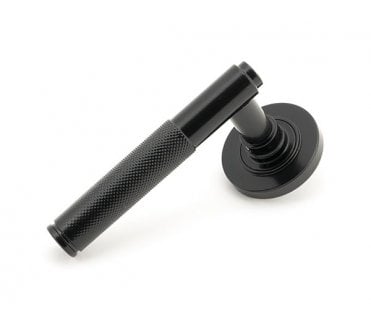Anvil 50005 Brompton Knurled Lever Handle On Rose Set (Unsprung Plain Rose) - Black