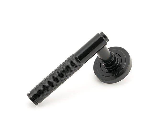 Anvil 50006 Brompton Knurled Lever Handle On Rose Set (Unsprung Art Deco Rose) - Black