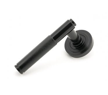 Anvil 50006 Brompton Knurled Lever Handle On Rose Set (Unsprung Art Deco Rose) - Black