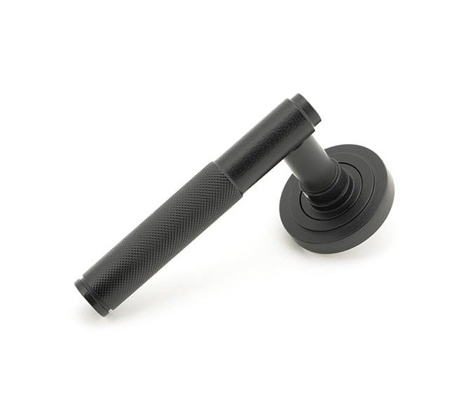 Anvil 50010 Brompton Knurled Lever Handle On Rose Set (Unsprung Art Deco Rose) - Matt Black