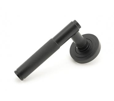 Anvil 50010 Brompton Knurled Lever Handle On Rose Set (Unsprung Art Deco Rose) - Matt Black