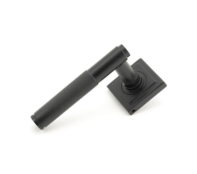 Anvil 50012 Brompton Knurled Lever On Square Rose Set (Unsprung Rose) - Matt Black