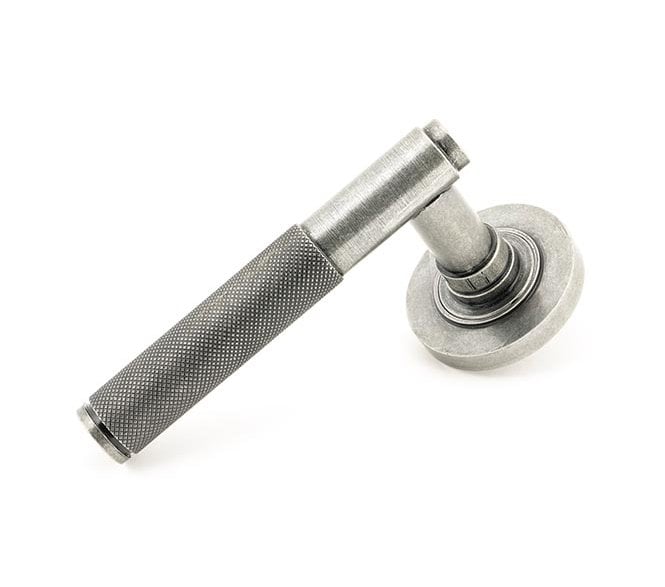 Anvil 50013 Brompton Knurled Lever Handle On Rose Set (Unsprung Plain Rose) - Pewter
