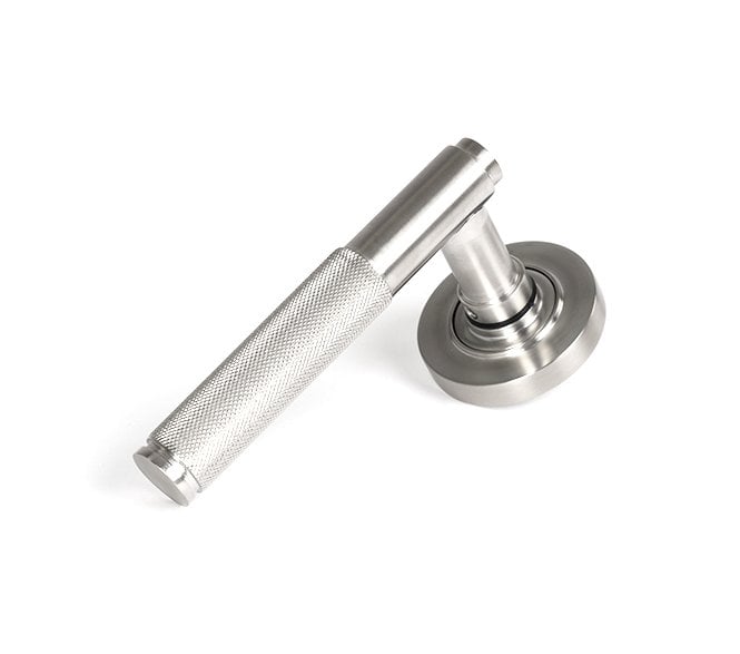 Anvil 50065 Brompton Knurled Grade 316 Lever on Rose Set (Plain Rose) - Unsprung - Satin Stainless Steel
