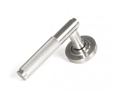 Anvil 50065 Brompton Knurled Grade 316 Lever on Rose Set (Plain Rose) - Unsprung - Satin Stainless Steel