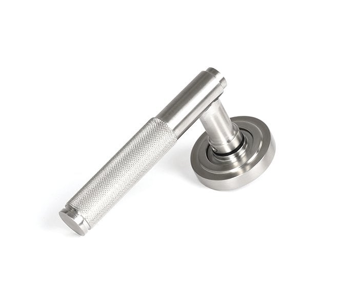 Anvil 50066 Brompton Knurled Grade 316 Lever on Rose Set (Art Deco) - Unsprung - Satin Stainless Steel