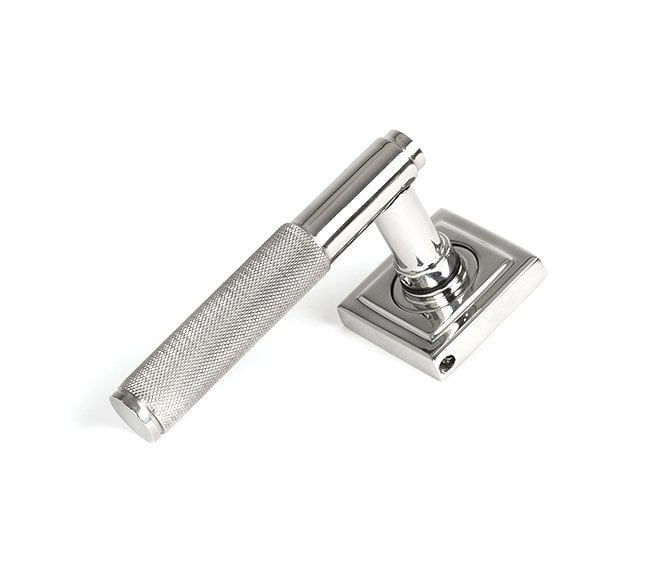 Anvil 50068 Brompton Knurled Grade 316 Lever on Rose Set (Square Rose) - Unsprung - Satin Stainless Steel