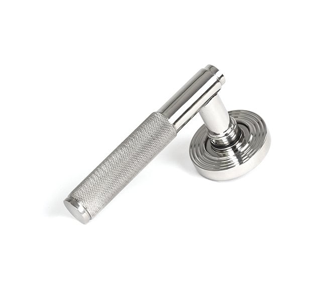 Anvil 50071 Brompton Knurled Grade 316 Lever on Rose Set (Beehive Rose) - Unsprung - Polished Stainless Steel