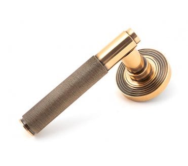 Anvil 50101 Brompton Knurled Lever on Rose Set (Beehive Rose) - Unsprung - Polished Bronze