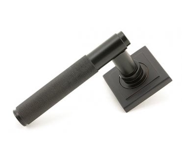 Anvil 50102 Brompton Knurled Lever on Rose Set (Square Rose) - Unsprung - Aged Bronze